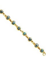 superb 14 real gold sky blue evil eye charm bracelet for kids